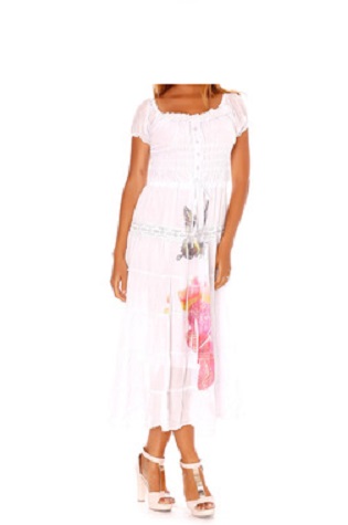 Robe longue blanche style gitane